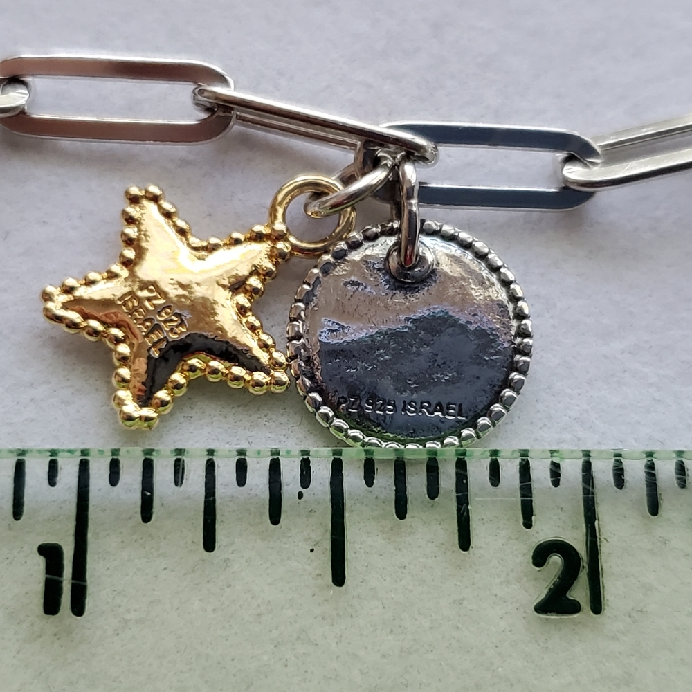 PZ Israel Sterling Paperclip Link Charm Bracelet - Picture 13 of 16